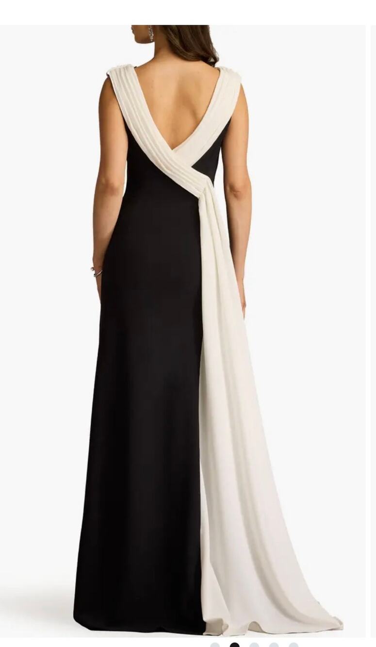 Tadashi Shoji Black & White Contrast V-Back Gown - Large (see pictures)